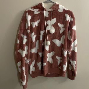 Butterfly fluffy sweater, 2 colored (white & pink)
